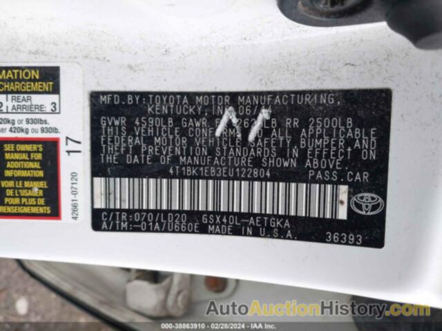 TOYOTA AVALON XLE, 4T1BK1EB3EU122804