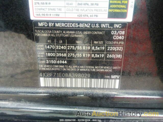 MERCEDES-BENZ GL 450 4MATIC, 4JGBF71E08A398029