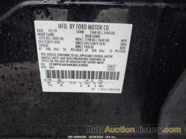 FORD EDGE TITANIUM, 2FMPK4K94KBC23585