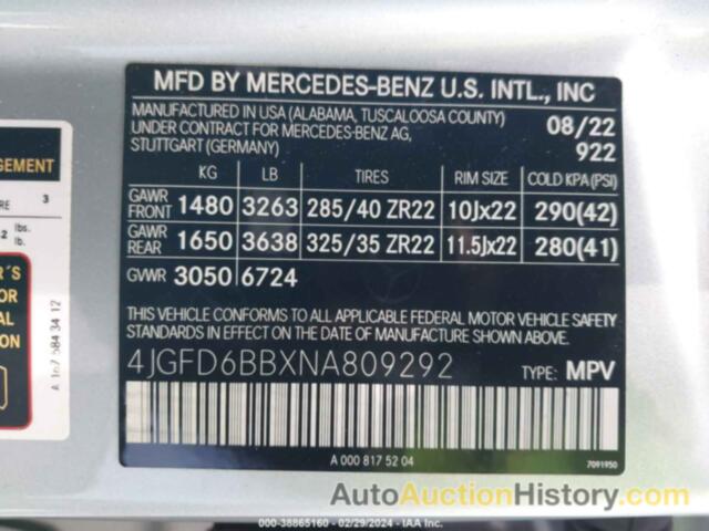 MERCEDES-BENZ GLE AMG 53 4MATIC, 4JGFD6BBXNA809292
