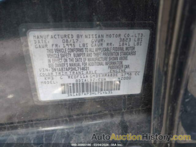 NISSAN SENTRA SV, 3N1AB7AP3HL714631