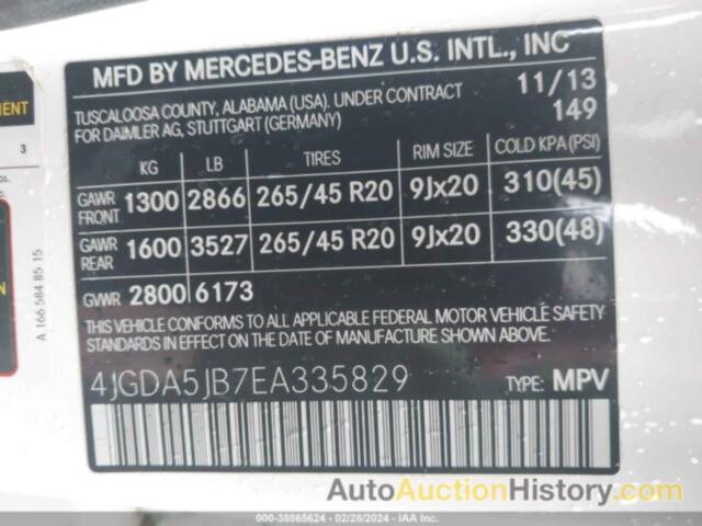 MERCEDES-BENZ ML 350, 4JGDA5JB7EA335829