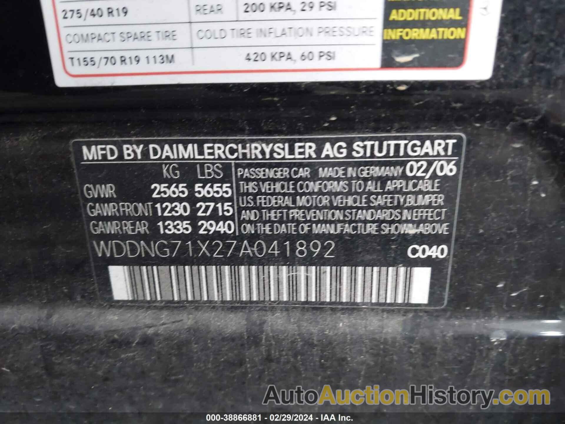 MERCEDES-BENZ S 550, WDDNG71X27A041892