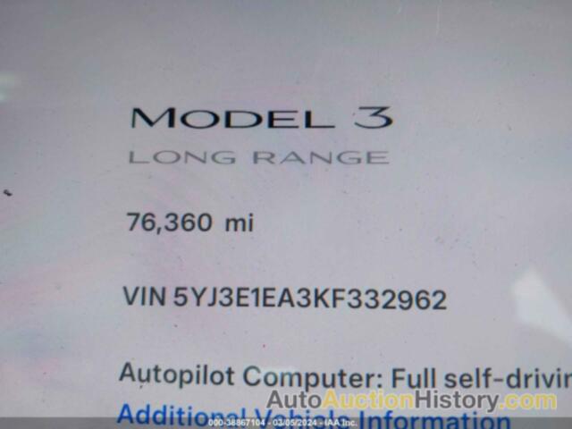 TESLA MODEL 3 LONG RANGE/MID RANGE/STANDARD RANGE/STANDARD RANGE PLUS, 5YJ3E1EA3KF332962