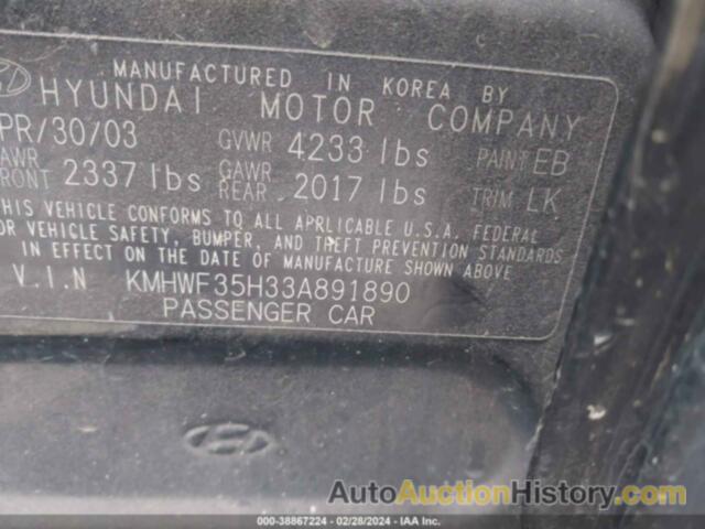 HYUNDAI SONATA GLS/LX, KMHWF35H33A891890