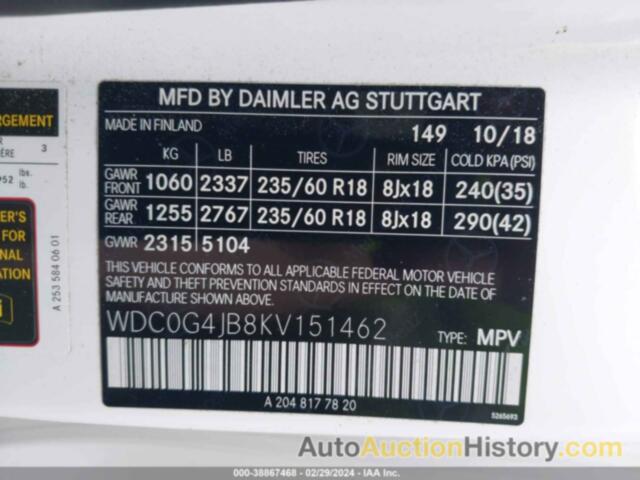 MERCEDES-BENZ GLC 300, WDC0G4JB8KV151462