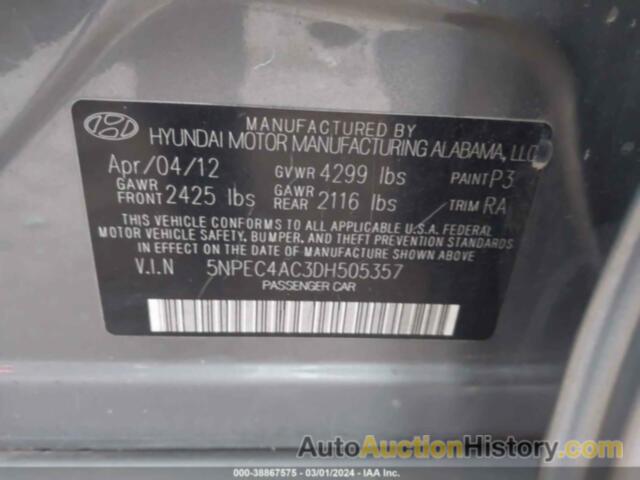 HYUNDAI SONATA SE, 5NPEC4AC3DH505357