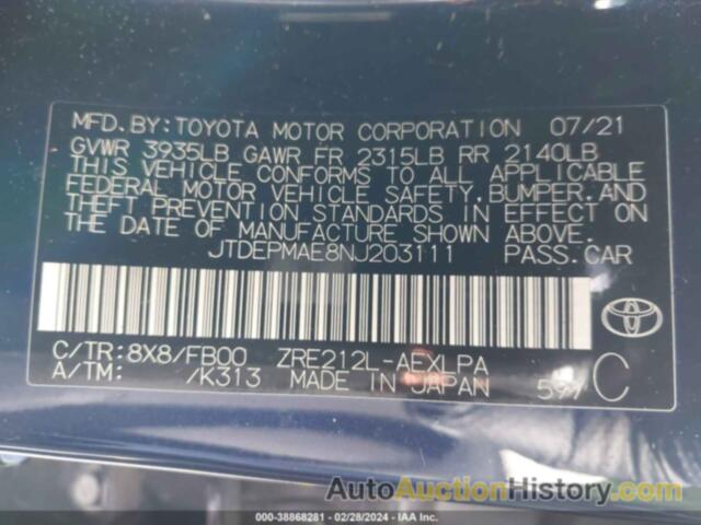 TOYOTA COROLLA LE, JTDEPMAE8NJ203111