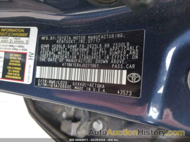 TOYOTA AVALON XLE, 4T1BK1EB4JU271961