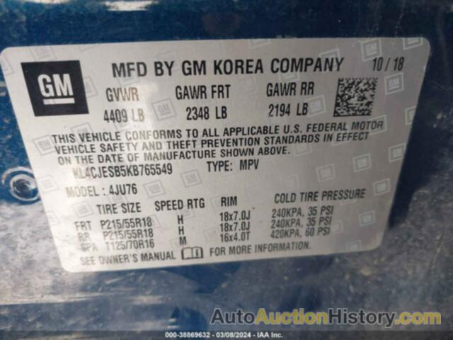 BUICK ENCORE AWD PREFERRED, KL4CJESB5KB765549