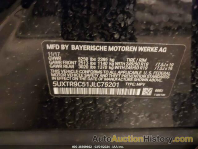 BMW X3 XDRIVE30I, 5UXTR9C51JLC75201