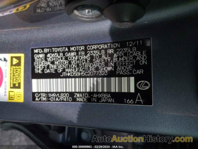 LEXUS CT 200, JTHKD5BH5C2077323