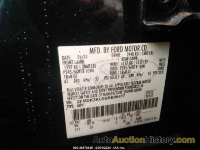 FORD EDGE LIMITED, 2FMDK3KC0BBB06417