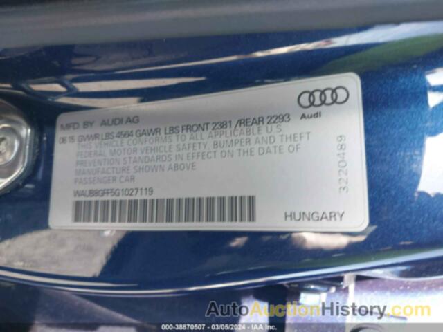 AUDI A3 2.0T PREMIUM, WAUB8GFF5G1027119