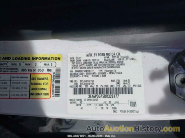 FORD FUSION S, 3FA6P0G75DR328177