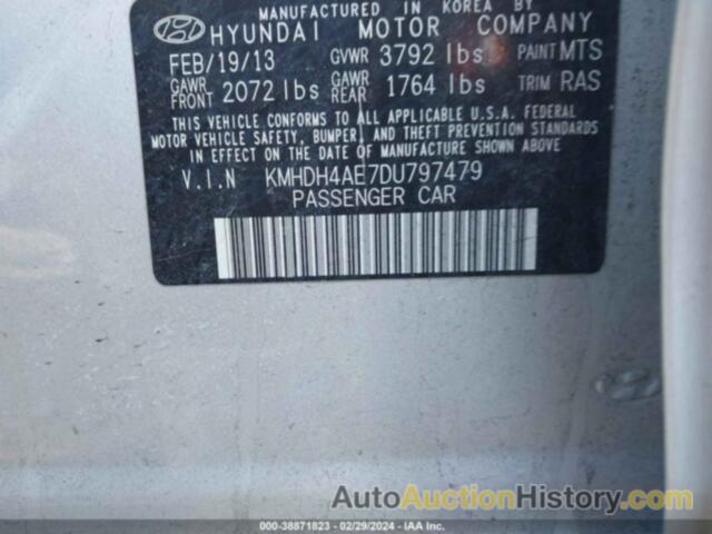 HYUNDAI ELANTRA GLS, KMHDH4AE7DU797479