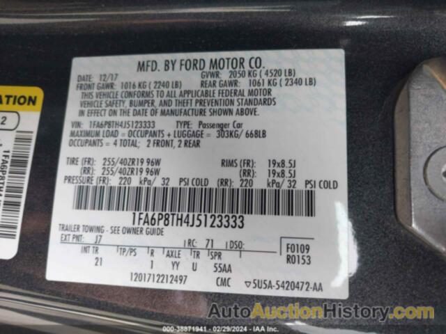 FORD MUSTANG ECOBOOST, 1FA6P8TH4J5123333
