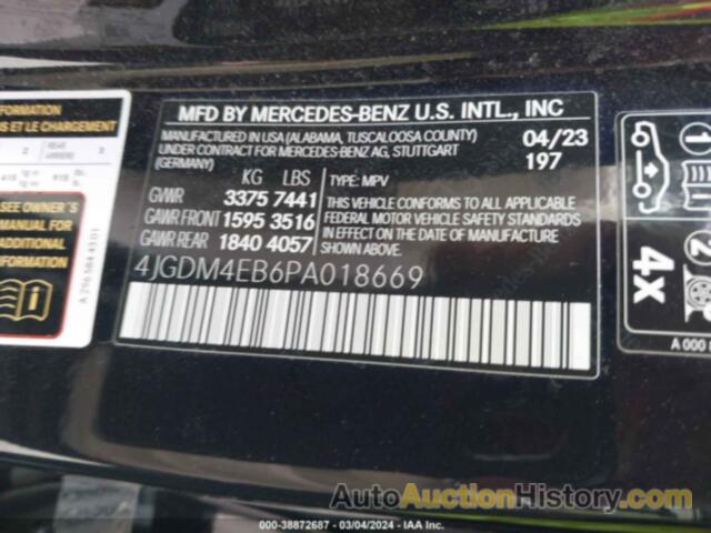 MERCEDES-BENZ EQS 580 SUV 4MATIC, 4JGDM4EB6PA018669