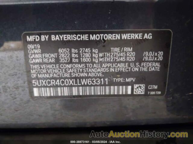 BMW X5 SDRIVE40I, 5UXCR4C0XLLW63311