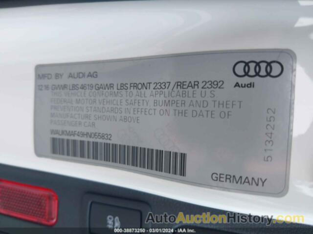 AUDI A4 2.0T SEASON OF AUDI ULTRA PREMIUM, WAUKMAF49HN055832