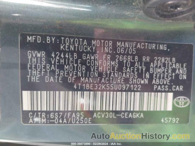 TOYOTA CAMRY XLE, 4T1BE32K55U097122