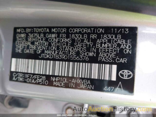 TOYOTA PRIUS C ONE, JTDKDTB39D1556376