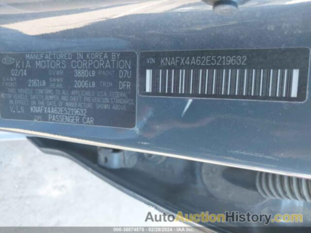 KIA FORTE LX, KNAFX4A62E5219632