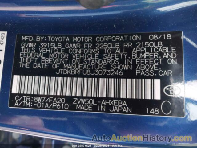 TOYOTA PRIUS TWO, JTDKBRFU8J3073246