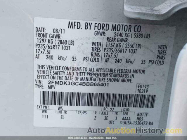 FORD EDGE SE, 2FMDK3GC4BBB65401