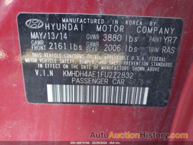 HYUNDAI ELANTRA SE, KMHDH4AE1FU222832