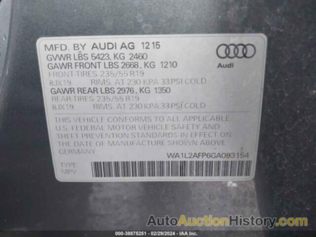 AUDI Q5 2.0T PREMIUM, WA1L2AFP6GA093154