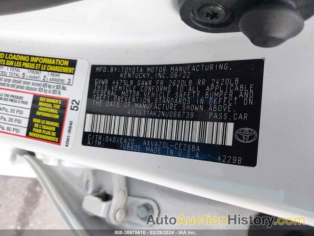 TOYOTA CAMRY SE, 4T1G11AK2NU066739