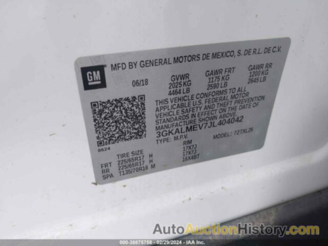 GMC TERRAIN SLE, 3GKALMEV7JL404042