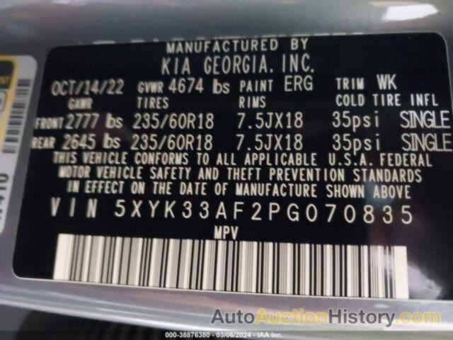KIA SPORTAGE EX, 5XYK33AF2PG070835