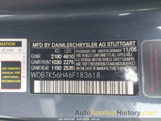 MERCEDES-BENZ CLK 350, WDBTK56H46F183618