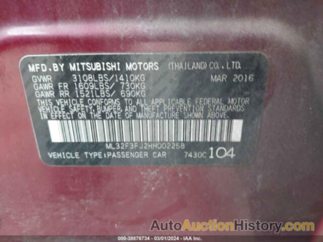 MITSUBISHI MIRAGE G4 ES, ML32F3FJ2HH002258