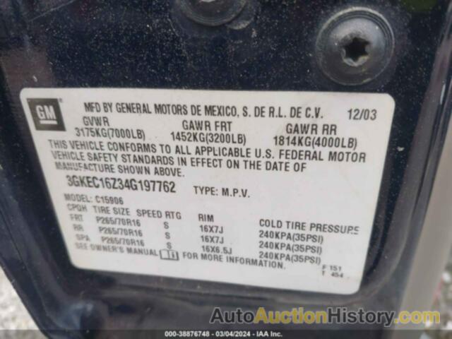 GMC YUKON XL C1500, 3GKEC16Z34G197762