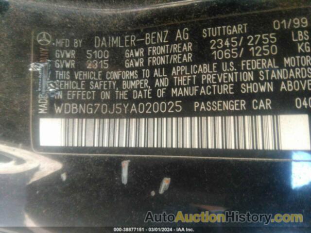 MERCEDES-BENZ S 430, WDBNG70J5YA020025