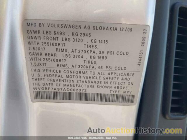 VOLKSWAGEN TOUAREG VR6 FSI, WVGBF7A97AD002072