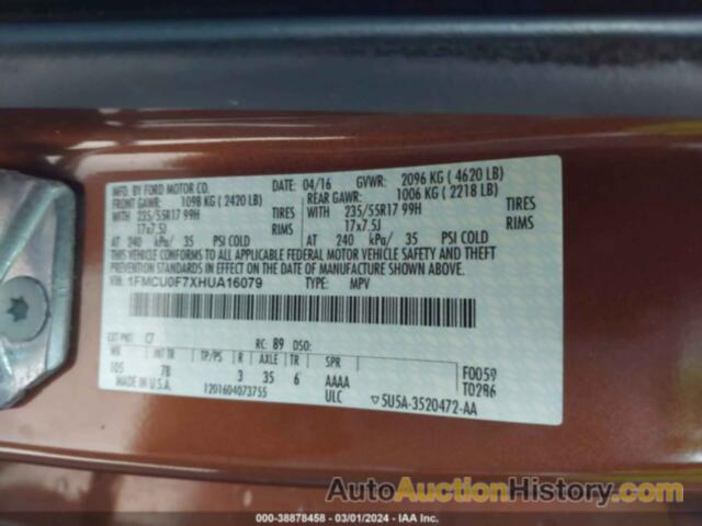 FORD ESCAPE S, 1FMCU0F7XHUA16079