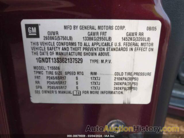 CHEVROLET TRAILBLAZER LT, 1GNDT13S362137529