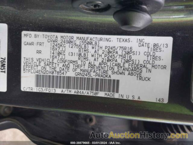 TOYOTA TACOMA BASE V6, 5TFLU4EN2DX078547