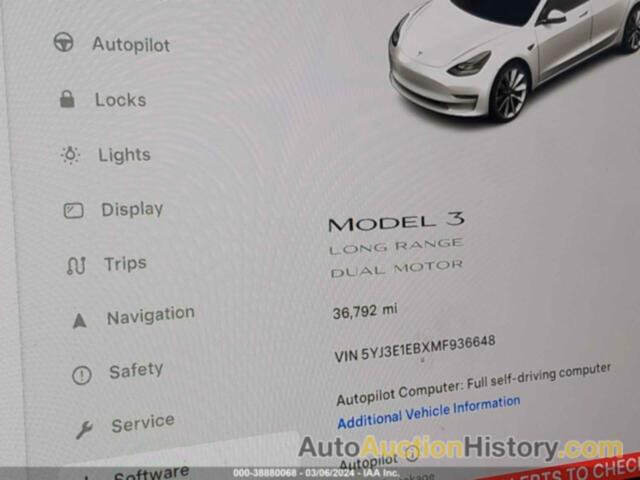 TESLA MODEL 3 LONG RANGE DUAL MOTOR ALL-WHEEL DRIVE, 5YJ3E1EBXMF936648