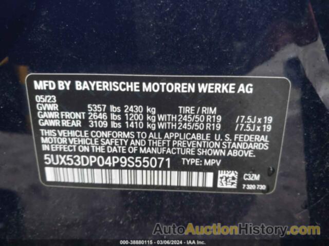 BMW X3 XDRIVE30I, 5UX53DP04P9S55071