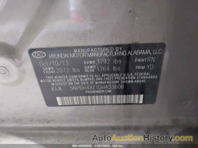 HYUNDAI ELANTRA GLS, 5NPDH4AE1DH433606