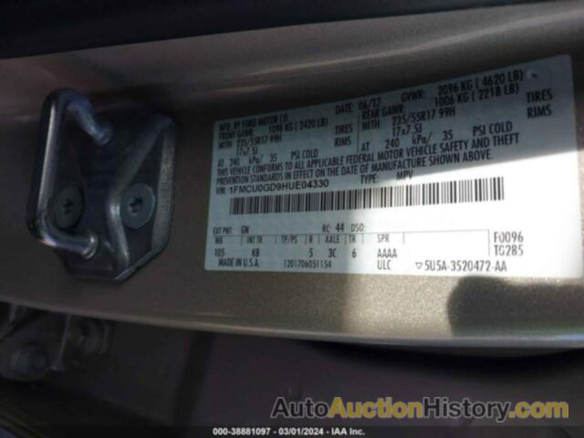 FORD ESCAPE SE, 1FMCU0GD9HUE04330