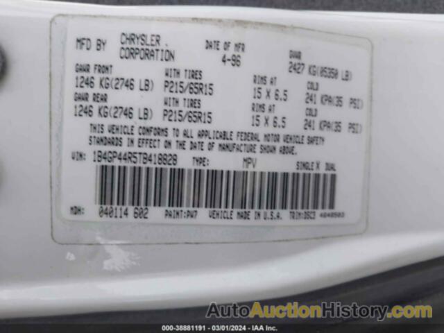 DODGE GRAND CARAVAN SE, 1B4GP44R5TB418828