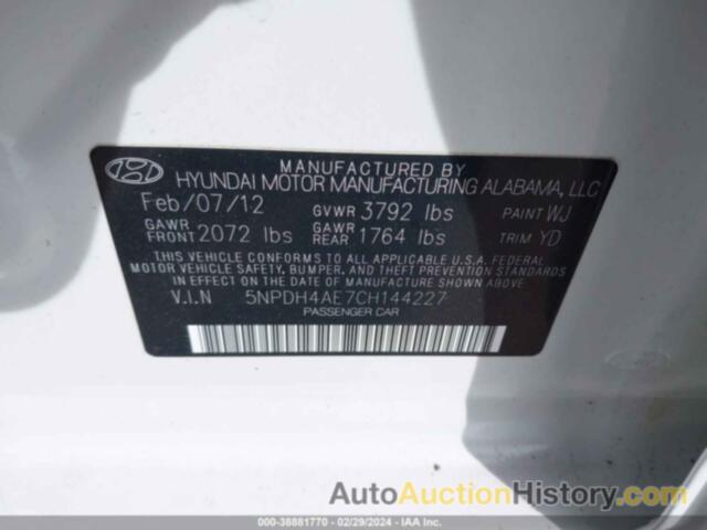 HYUNDAI ELANTRA GLS, 5NPDH4AE7CH144227