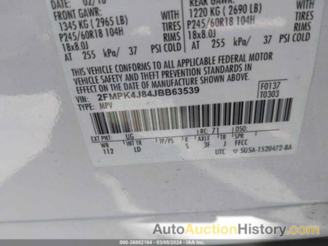 FORD EDGE SEL, 2FMPK4J84JBB63539