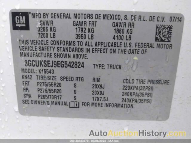 CHEVROLET SILVERADO 1500 1LZ, 3GCUKSEJ9EG542824